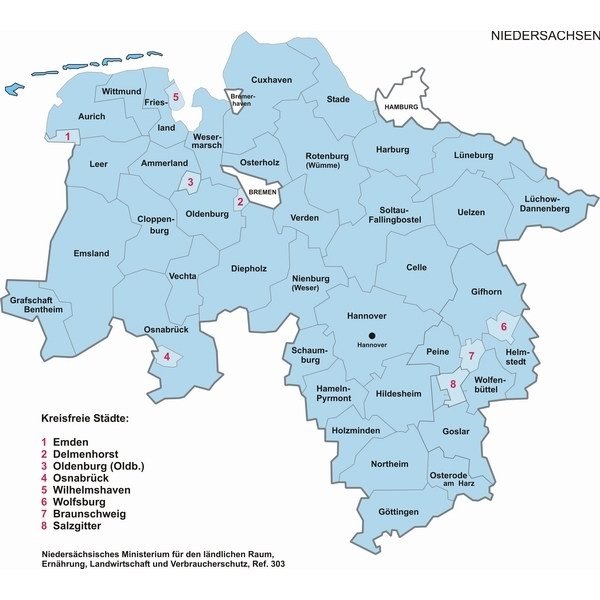 Landkreise in Niedersachsen